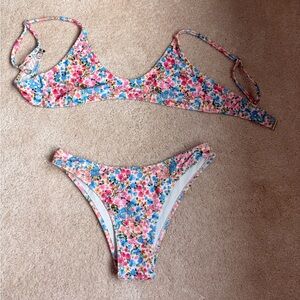Floral Pink & Blue Women's Bikini Set